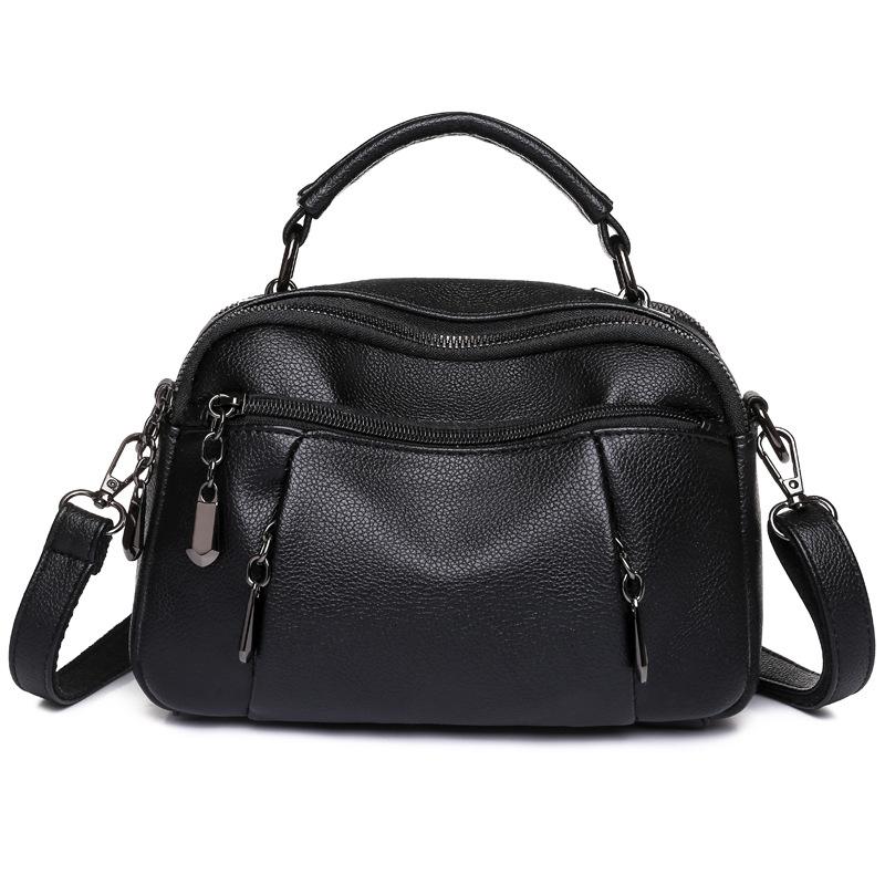 New Retro Washed Leather Bag for Middle Aged Women's Mom's Bag, One Shoulder Handheld Crossbody Women's Bag
