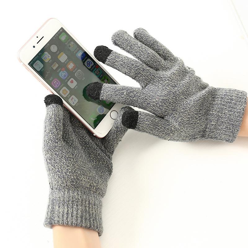 Knitted writing gloves men and women couples autumn and winter piled thickened wool to keep warm, non-slip and cold