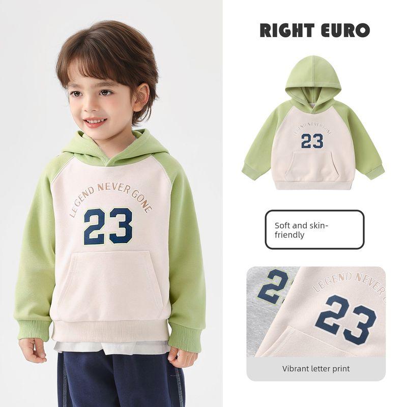 Right European Style Boys' Sweatshirt, Children's Casual Versatile Hooded Top, 2026 New Children's Clothing, Baby Spring and Autumn Clothes