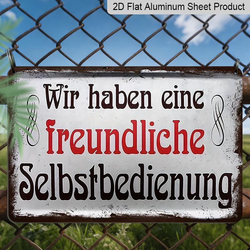 2D Flat German Sign "Wir Haben Eine Freundliche Selfservice" with Musical Notes, Size 8inch X 12inch, Perfect for Home Decor, Clubs and Outdoor
