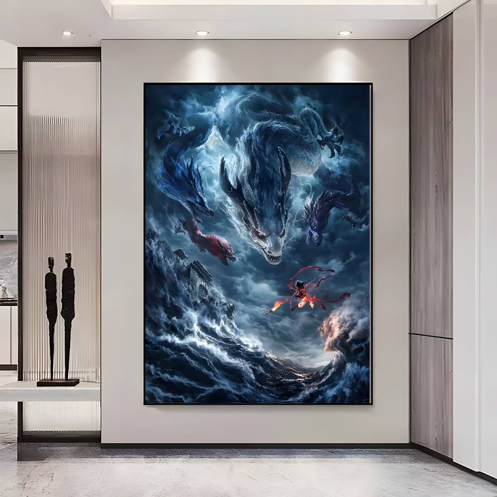 Chinese Anim Nezha Poster HD Posters Self Adhesive Waterproof Ideal for Living Room Bedroom Bar Decoration