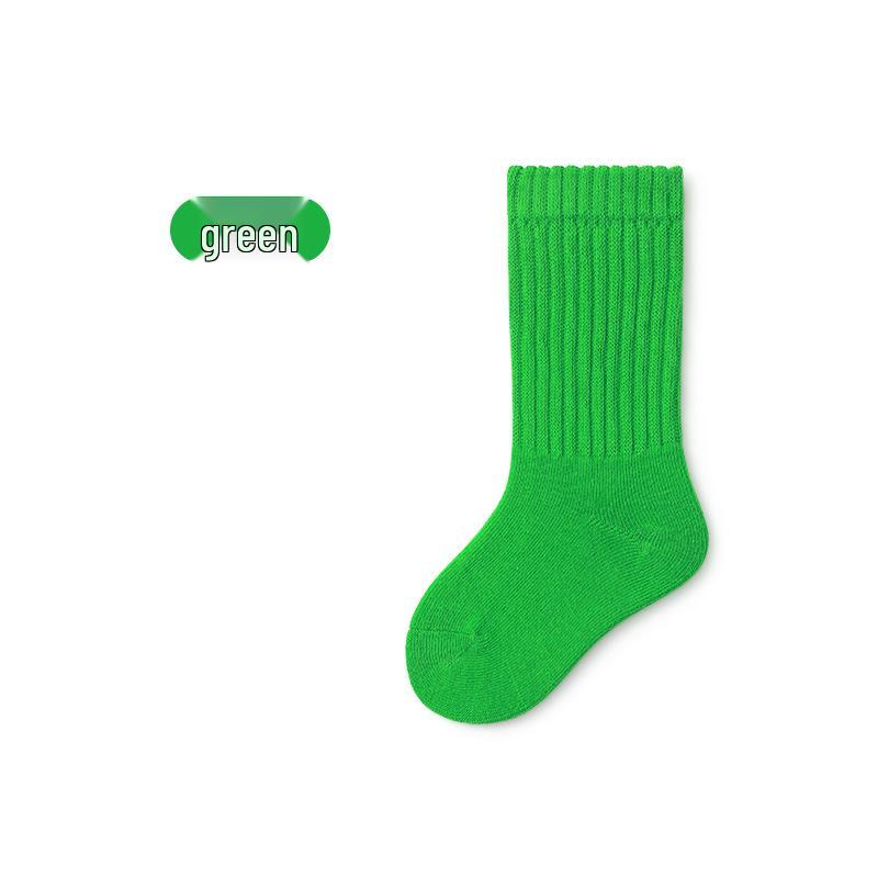 Children's Mid-Calf Cotton Socks for Boys and Girls - Spring/Autumn Style, Loose-Top Princess Design, Infant & Student Sports Socks.