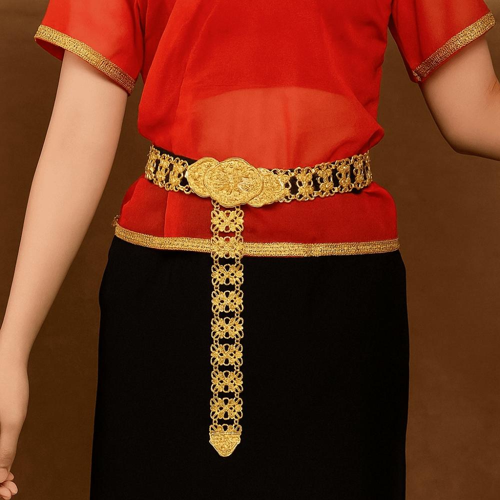 Metal Ethnic Style Belt Silver Dance Dress Belt Chains Flower Metal Waist Chain  Festival Accessory