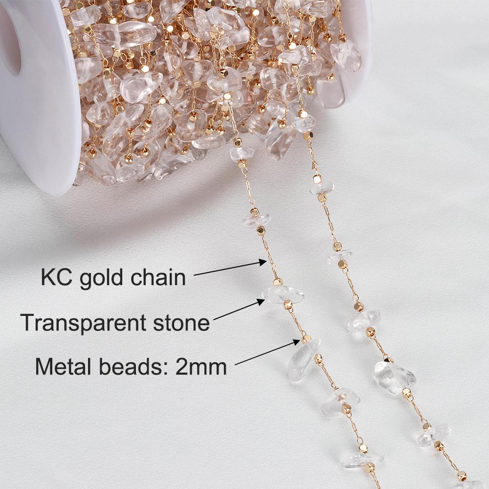 0.5M 1M Colorful Irregular Stone Necklace Chain Imitatied Pearl Copper Chains for DIY Holiday Necklace Jewelry Making Wholesale