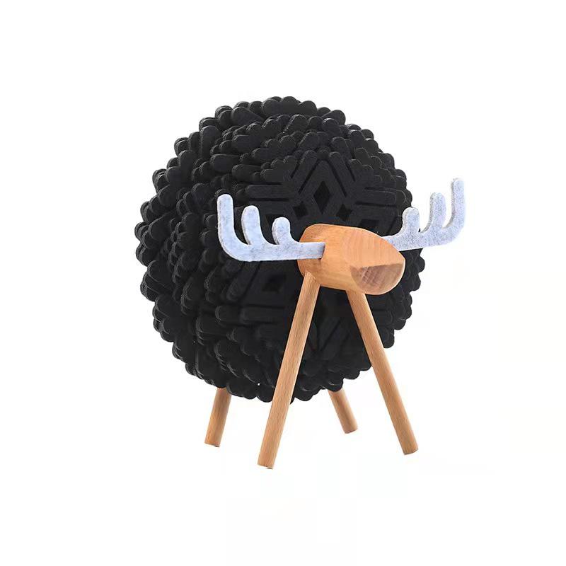 Heat-Resistant Insulating Teacup Mat: Absorbent Felt Coaster with Elk & Lamb Design