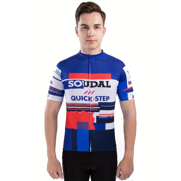 

Мужская велосипедная майка Soudal Quick Step - Дышащая, влагоотводящая футболка с коротким рукавом для маунтинбайка с геометрическим узором, сине-белый дизайн для шоссейного велоспорта XXXL