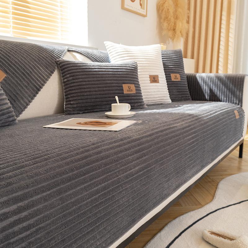 Sofa Cushion Winter Thickened Fleece Non-Slip Simple Modern Cushion Sofa Cover Cover Towel Flannel