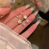 Zircon Pearl Flower Leaf Earrings Fashionable Exquisite Stud Earrings Light Luxury Versatile Temperament Earrings