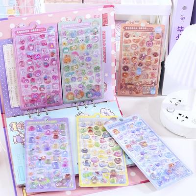 Kawaii Hayvanlar Karikatür 3D Kabarık Çıkartmalar Kırtasiye Kendin Yap Scrapbooking Günlük Çıkartma Yapışkanlı Dekor Sanat Malzemesi Sevimli Çıkartmalar