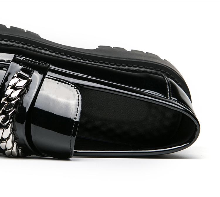 2024 Men's Thick Sole Height-Boost Patent Leather Chunky Loafers