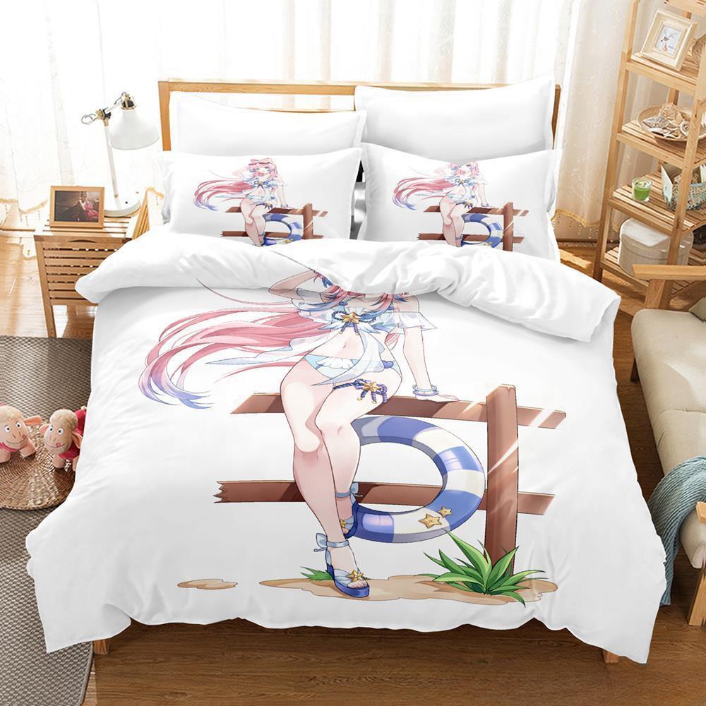 Genshin Impact Sangonomiya Kokomi Bedding Set Cartoon Anime Three-piece Set Adult Kid Bedroom Duvet Cover Sets 3D Kawaii Girls