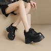 12Cm inner height increase round head leather lace-up single shoes women's spring and autumn waterproof table thick sole hate sky high muffin high he