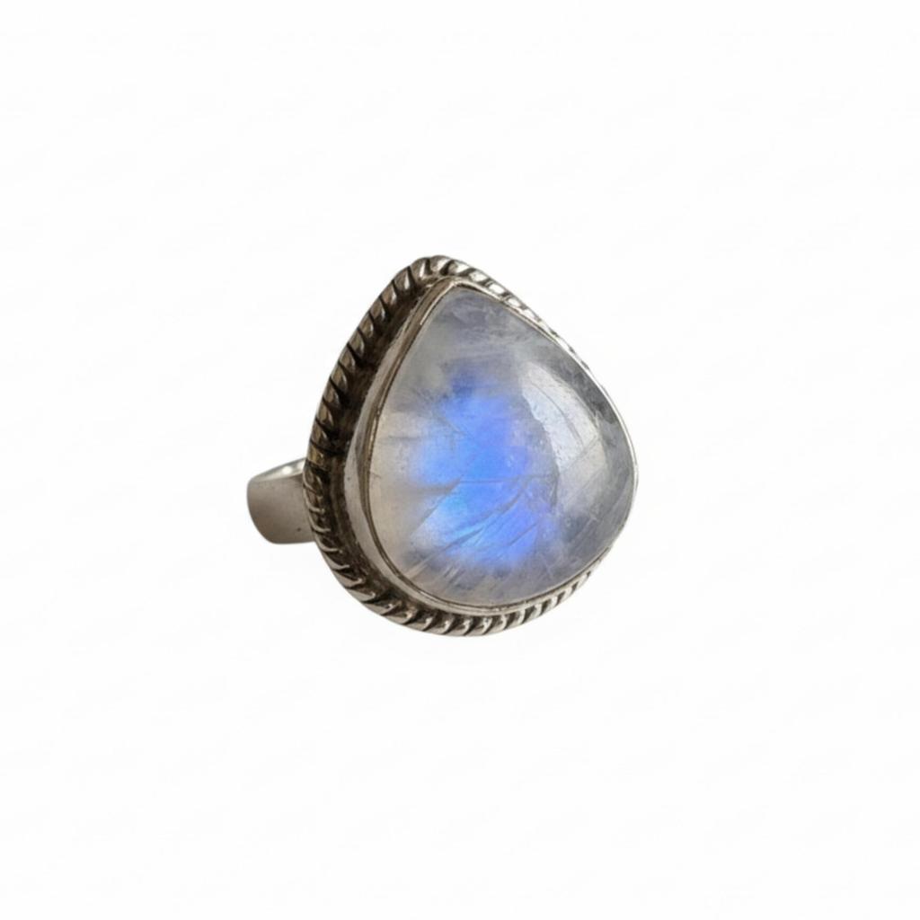 Rainbow Moonstone Statement Ring, 925 Solid Sterling Silver, Minimalist Women Ring, Everyday Wear Handmade Jewelry