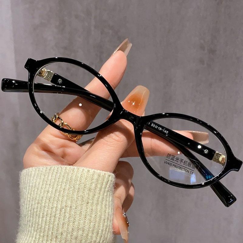 Trendy Small Retro Oval Women Myopia Glasses Vintage Round Anti Blue Light Near Sight Eyewear Fashion Ladies Decorative Glasses