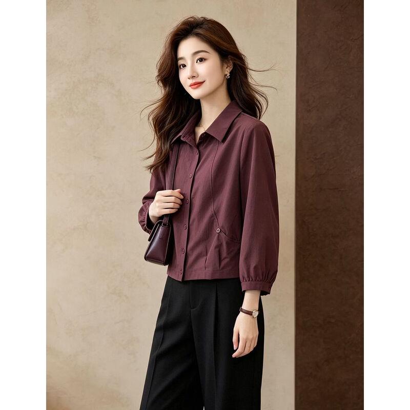 D.F.DEAR Autumn Lapel Button-Down Blouse