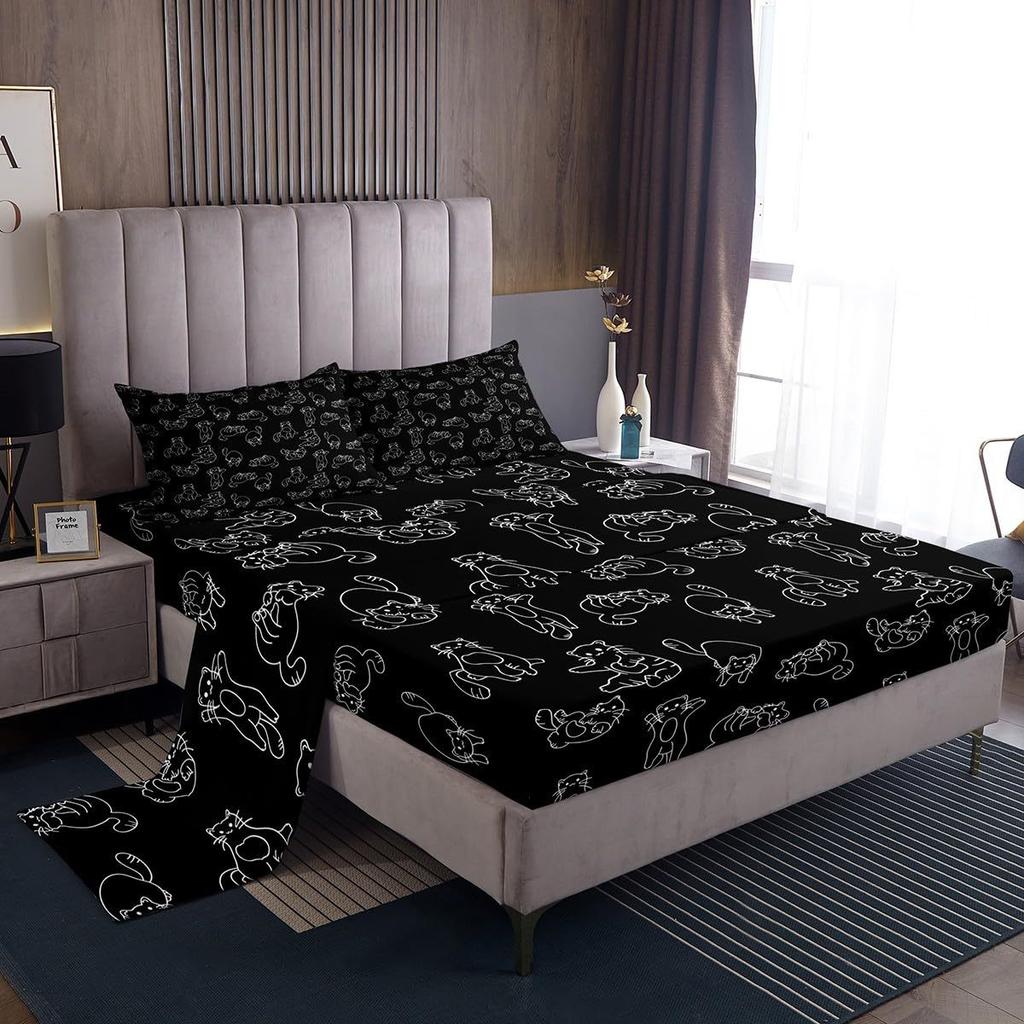 Cartoon mushroom pattern mattress four-piece bedding set bedroom dormitory bedding decoration