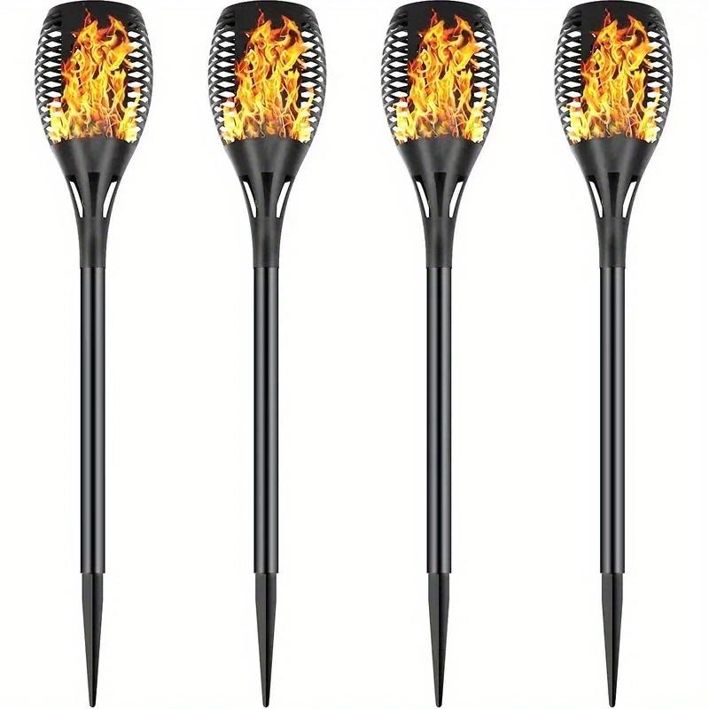 

1/2/4 шт. 12 светодиодных солнечных фонарей с эффектом пламени, уличные факелы, ландшафтная лампа для наружного двора, сада, лужайки, украшения на Хэллоуин 4PCS