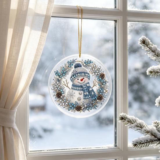Acrylic Holiday Hanging Ornaments Christmas Ornament, Double Side Printed Santa Pendant for Tree Window, Personalized Gift Tags 2D Flat Festive Decor