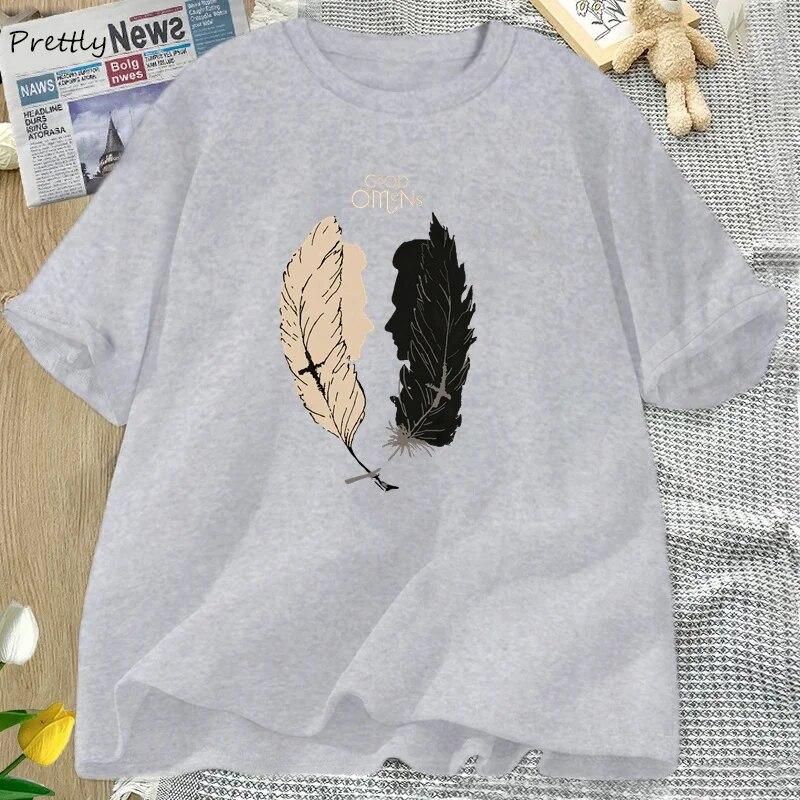 

Good Omens The Bad and The Good T-Shirt Funny Retro Graphic Tee Movie T-Shirt Harajuku Women Cotton Short Sleeve Clothing Unisex M