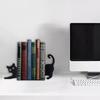 1 Pair Cute Cat-Shaped Bookends Decorative Wooden Book Stoppers for Shelves Desks Corner Shelf Organizer Adorable Home Office Decor Gift for Cat
