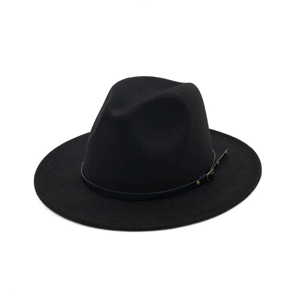 Dam ull Outback Hatt Panama Hat Bred Dam Bälte Spänne Fedora Hatt