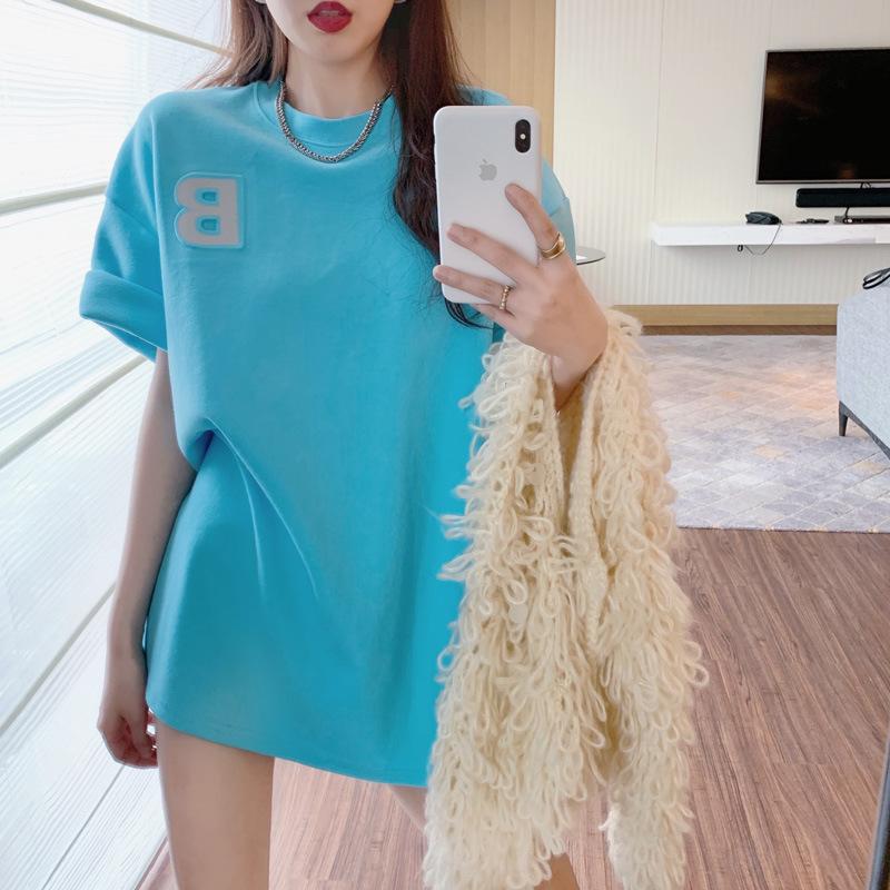 Sommer neue koreanische Version lockeres kurzärmeliges T-Shirt Damen D dreidimensional konkav-konvex reflektierend bedrucktes Schülerinnen Oberteil