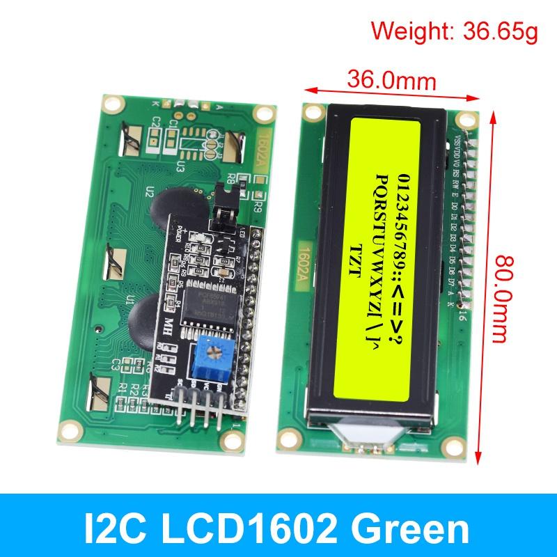 LCD1602 1602 LCD-Modul Blau/Gelb Grüner Bildschirm 16x2 Zeichen LCD-Display PCF8574T PCF8574 IIC I2C Schnittstelle 5V für Arduino