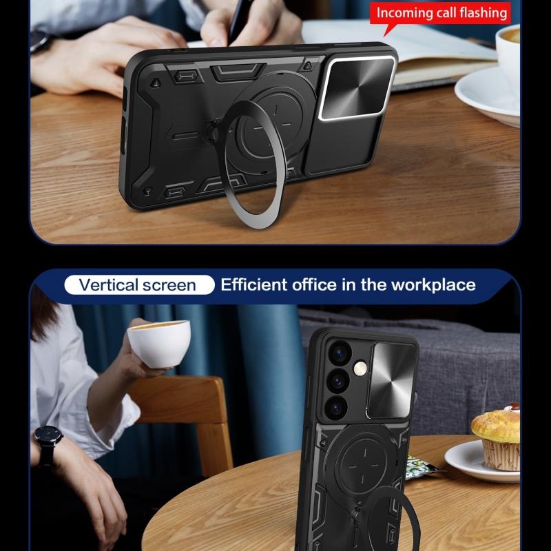 Luxury Shockproof Case For Samsung Galaxy S25 S24 Note 20 Plus Ultra Slide Lens Protector Multi Function Hard Armor Case Funda