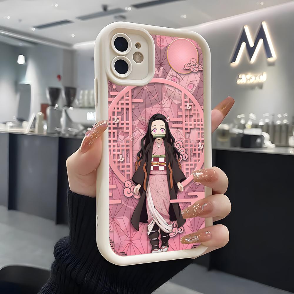 A-Demon S-Slayer NezukoES KamadoS Phone Case For IPhone Air 17 Pro Max 16 E 15 14 Pro Max 13 12 11 Mini Plus Soft Silicone White