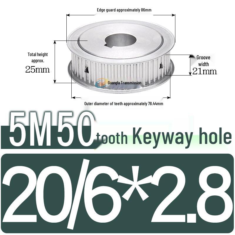 Dual-Sided Flat Timing Pulley: 5M50 Teeth, Width Options 11/16/21/27AF, Bore Size 8-30.