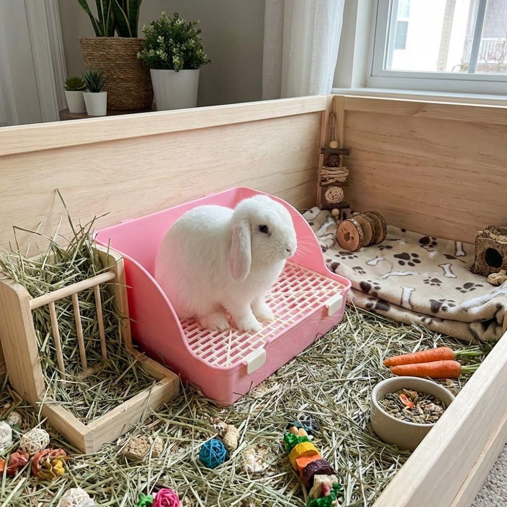 Rectangular Rabbit Litter Tray Anti-spill Pet Toilet Box Animal Potty Trainer Pet Supplies