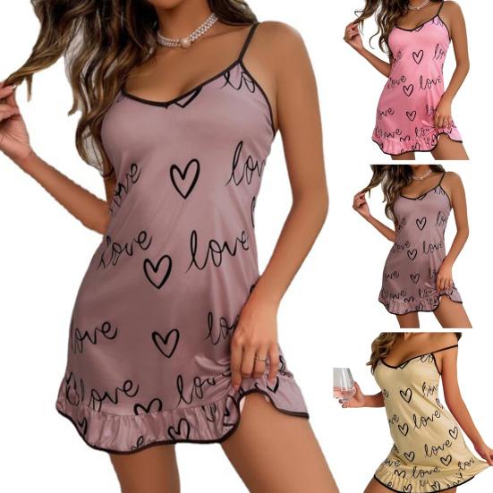 Abito da donna senza maniche con camicia da notte sexy da notte, seducente colore a contrasto