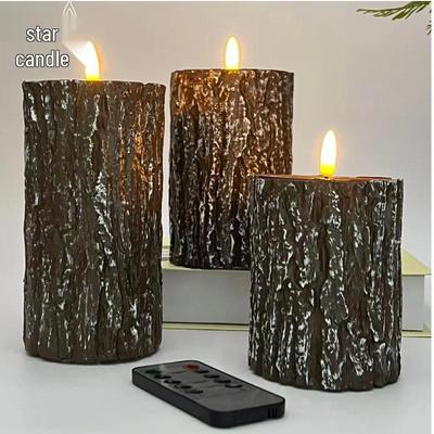 Paraffin Retro Holz Baumstumpf Kerzenhalter mit LED Kerzenlicht für Heim- oder Cafédeko
