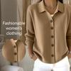European Style Button Knitted Sweater Cardigan Jacket Fall and Winter Solid Color Casual Fashion Women Clothing
