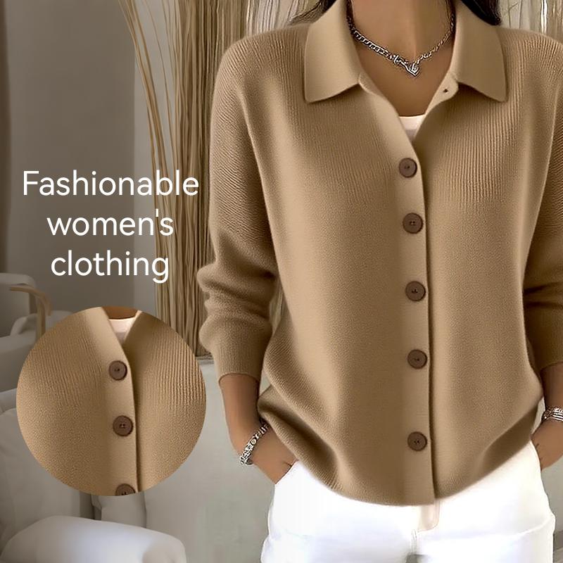 European Style Button Knitted Sweater Cardigan Jacket Fall and Winter Solid Color Casual Fashion Women Clothing