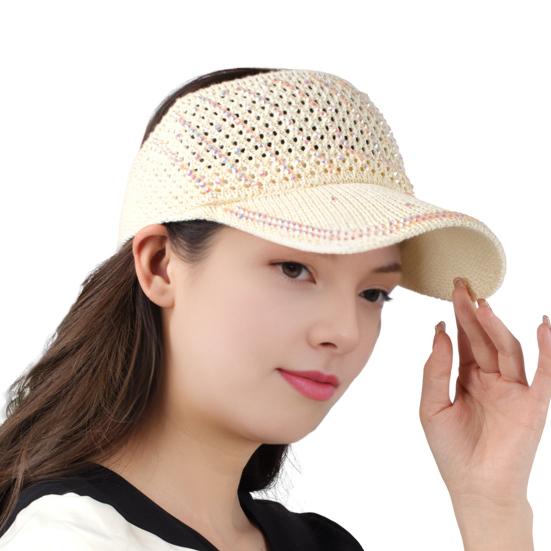 Summer Mesh Baseball Cap for Men Women Shiny Rhinestone Sun Visor Hat Outdoor Empty Top Hat for Beach Golf Tennis Baseball