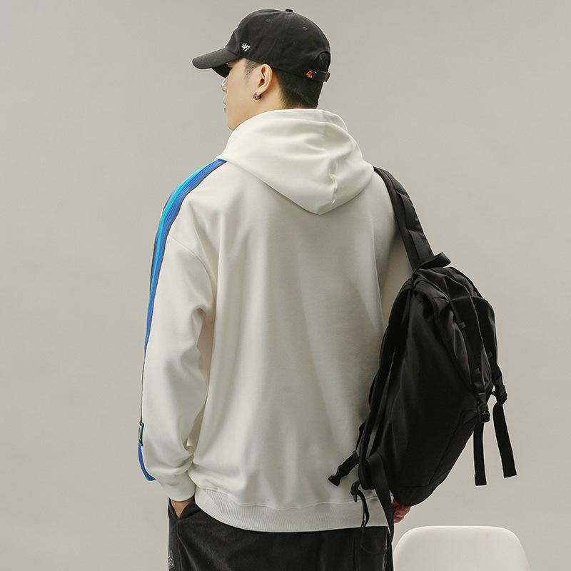 Осенний свитер с капюшоном мужской свободного кроя большого размера модный топ с принтом — фото 3