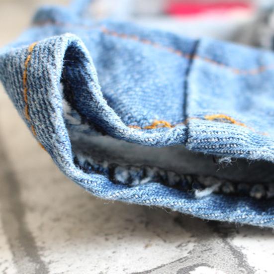 Puppy Denim Clothes Four-legged Conjoined Windproof Clothes Warm Pet Supplies for Spring Autumn