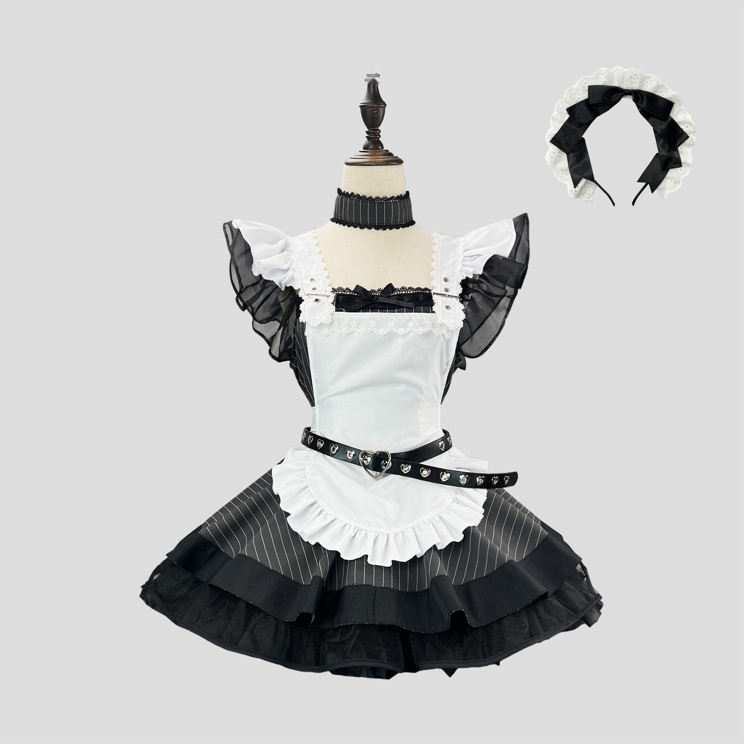 

Angel Maid Lolita Dress: Japanese-Inspired Cute Short Dress with Apron 2-Piece Set XL