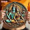 Religiöse Metallwandkunst Runde Göttin Shiva Zeichen Heimdekoration Rustikal