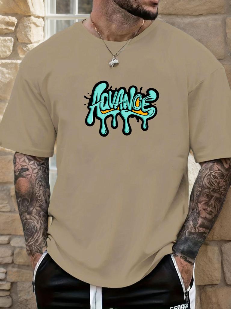 2025 Summer Essential Mens Streetwear Casual Tshirt Vibrant Artistic Graffiti Advance Drip Print 100 Cotton Short Sleeve Top