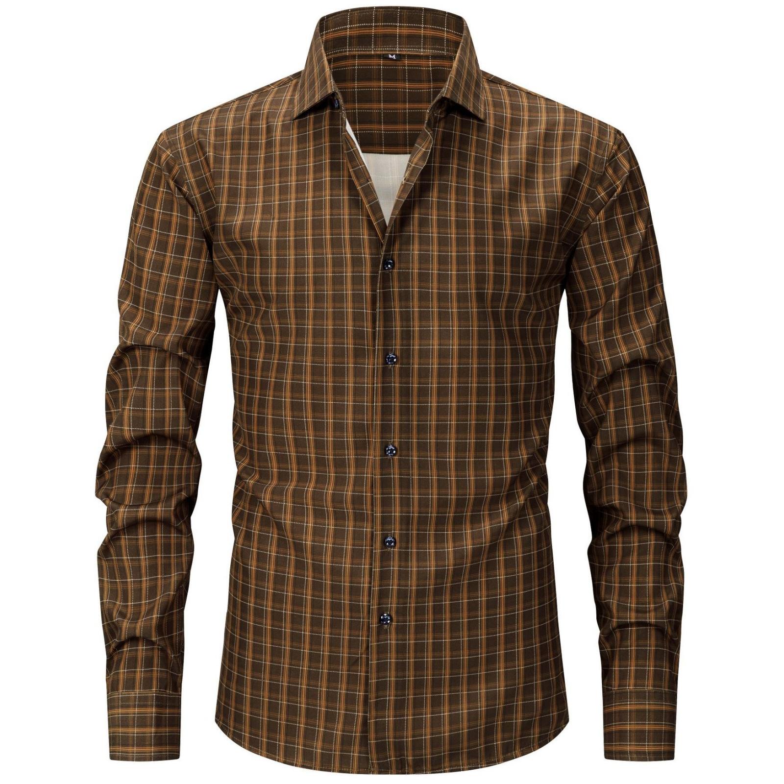 

Мужская эластичная клетчатая полосатая рубашка с длинным рукавом большого размера, мужская рубашка на пуговицах светлого цвета с квадратным воротником и цифровой печатью XXL