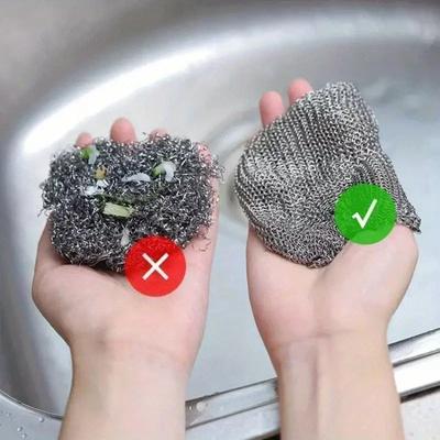 Pulizia del filo di acciaio resistenteAntiaderenteStrofinacci in ferro resistente all'olio Cucina Set di strofinacci multiuso antigraffio, antimacchia, asciugatura