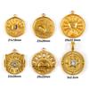 1 Piece 304 Stainless Steel & Rhinestone Charms 18K Gold Plated Round Disc Pendants For DIY Necklace Jewelry Making Findings