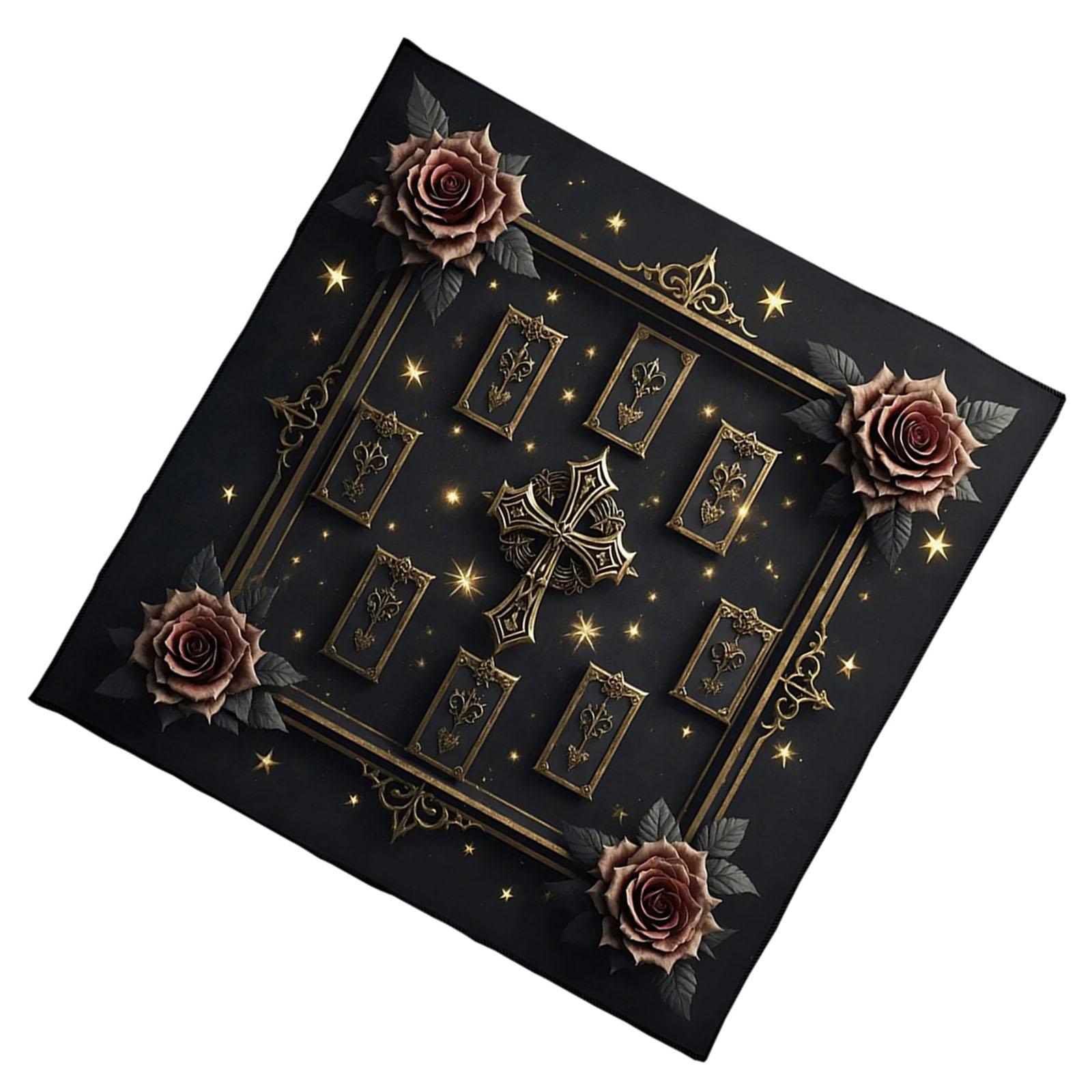 

Tarots Tablecloth Altars Cloth Crosses Rose Astrology Tablecloth Divinations Card Cloth Tapestry Wall Decoration 50x50cm