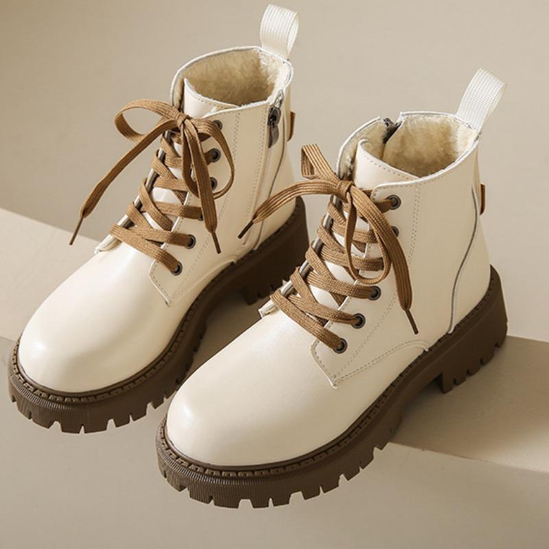 Fashion 2024 Shoes for Women Lace Up Zipper Women's Boots Autumn Round Toe Solid Short Barrel Platform Water Proof Fashion Boots