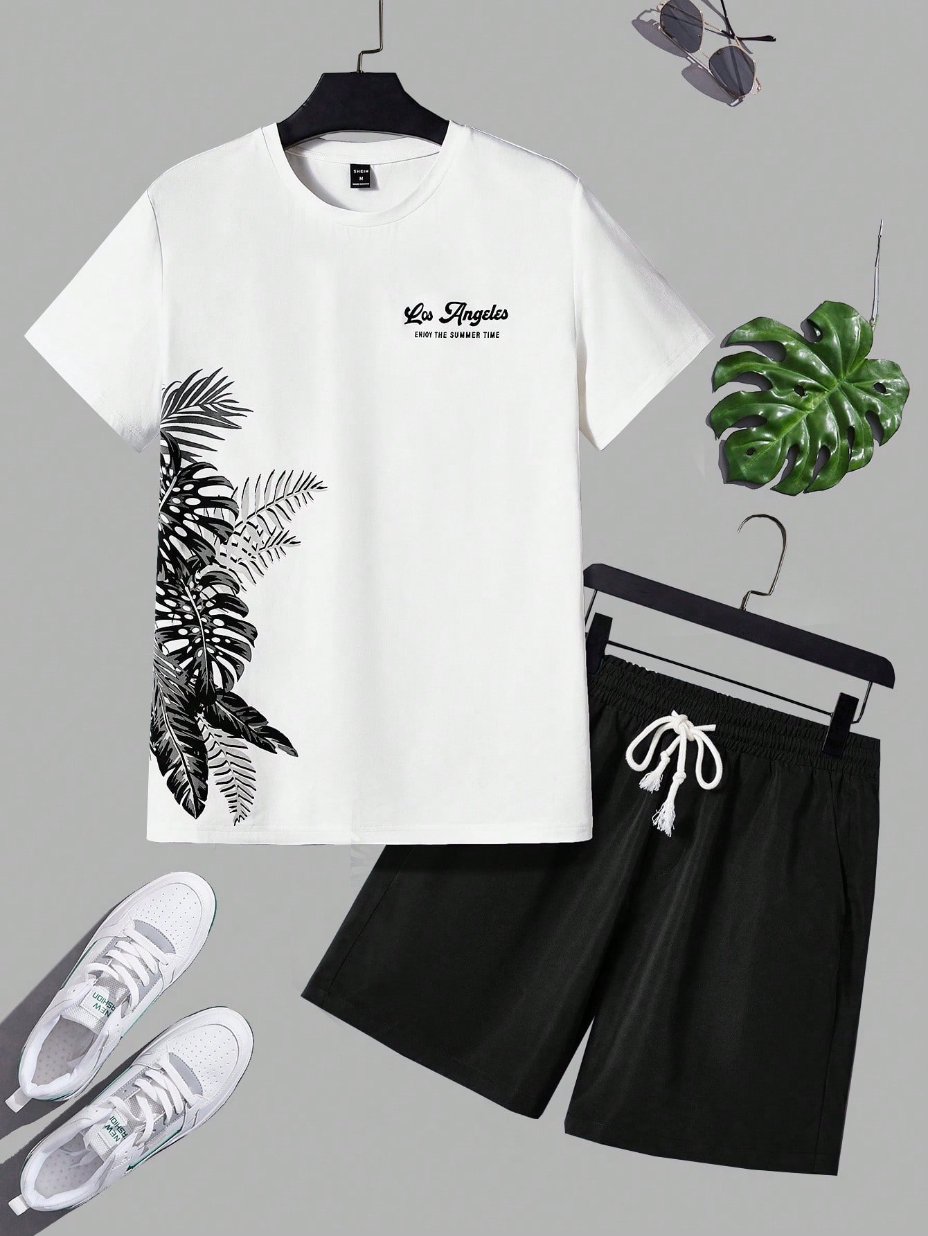 

Fashion Trend Men Coconut Tree Tropical Plant Pattern Short Sleeve Shorts Set Summer Comfort Outdoor Holiday Street Wear 5XL