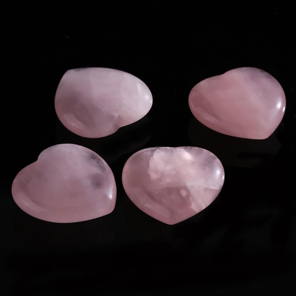 4pcs Carved Heart Worry Stone 2.5 Inches Crystal Stone Crystals Rose Quartz Stone Meditation Use