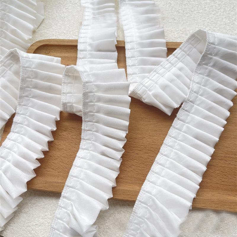 2Meters/lot 4cm Wide High-quality White Double-layer Folded Cotton Lace Clothing Collar/cuffs/skirt/ruffle Edge Lace Accessories