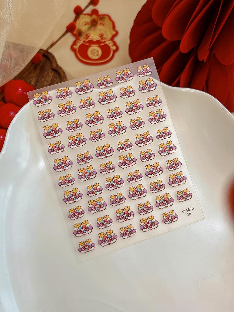 

YITU Ant Pattern Yuanbao Lion Nail Stickers: Cute Shell Light, Self-Adhesive Decoration YT4670